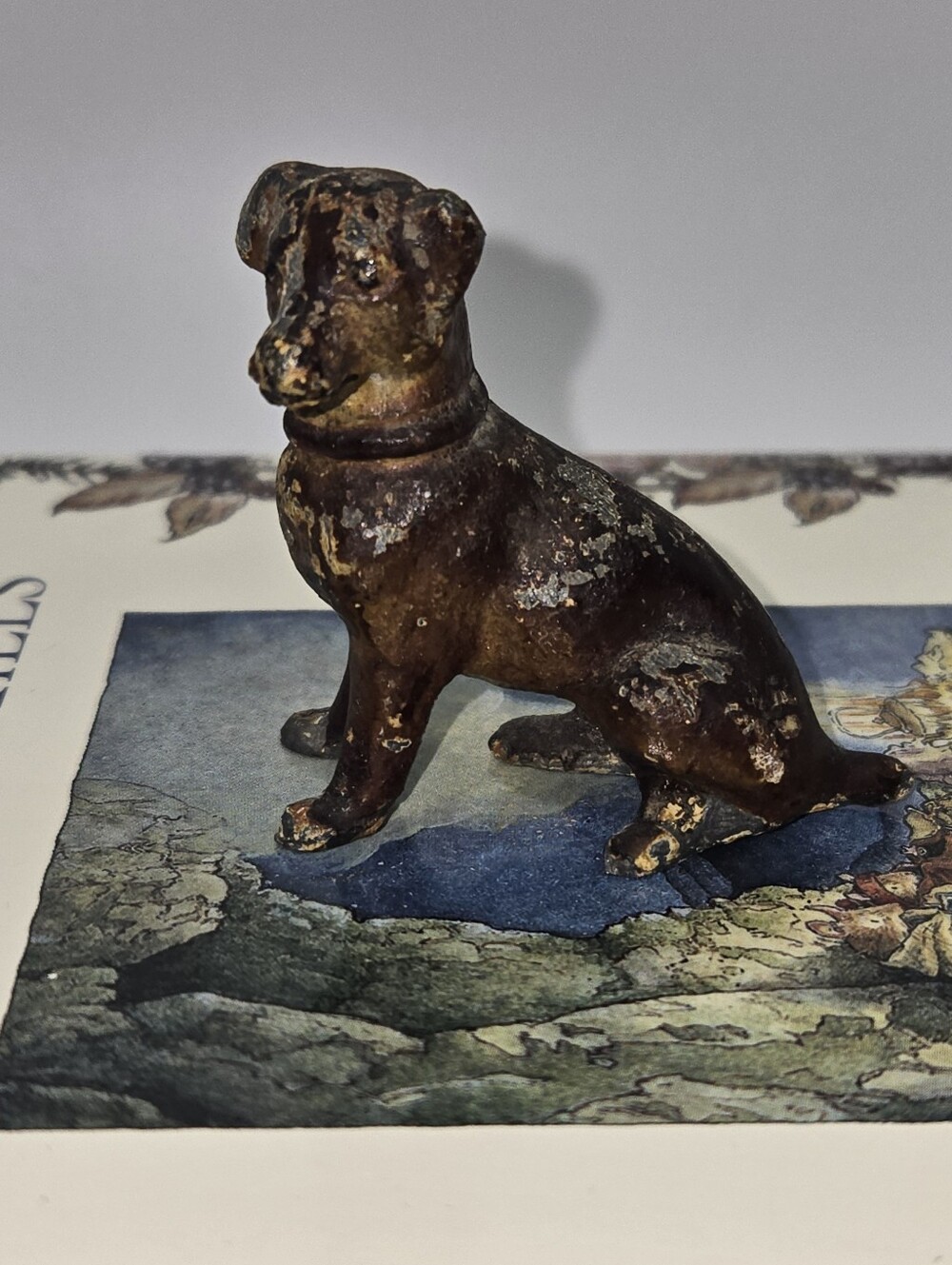 Vintage Cast Metal Dog Very Cool Patina Miniature Canine Friend